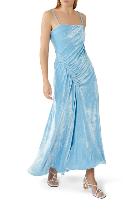 Silk Viscose Velvet Gathered Dress